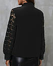 Нарядна чорна блуза з елегантним дизайном та мереживом, фото 3
