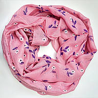 Весняний жіночий шарф хомут - снуд. Легкий бавовняний натуральний шарф снуд Рожевий