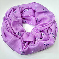 Весняний жіночий шарф-хомут — снуд. Легкий бавовняний натуральний шарф снуд Бузковий 