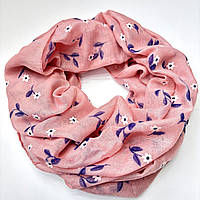 Весняний жіночий шарф хомут - снуд. Легкий бавовняний натуральний шарф снуд Персиковий
