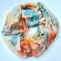 Весняний жіночий шарф хомут - снуд. Легкий бавовняний натуральний шарф снуд