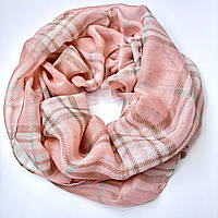 Брендовий шарф снуд Burberry. Жіночий м'який баф на весну і осінь Персиковий