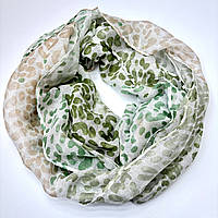 Натуральний шарф снуд із м'якої віскози. Жіночий турецький баф на весну і осінь Коричнево-зелений