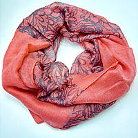 Натуральний жіночий весняний шарф снуд. Турецький бафф із м'якої віскози Кораловий