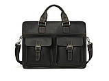 Чоловіча шкіряна сумка портфель Wild Leather (262) чорна, фото 3