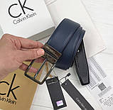 Двосторонній шкіряний ремінь у подарунковій упаковці (AL) чорний/синій, фото 2