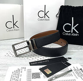 Двосторонній шкіряний ремінь у подарунковій упаковці (AL) чорний/світло коричневий