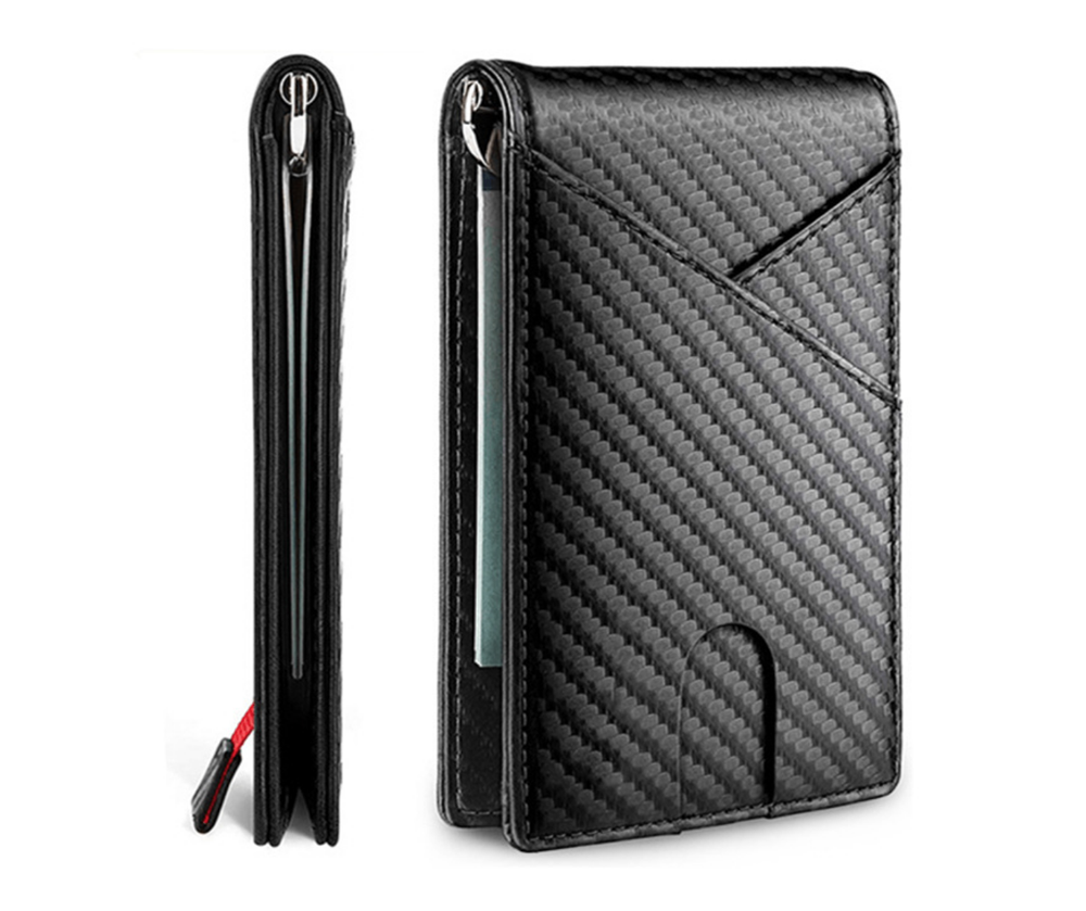 Шкфряний зажим для грошей Leather Collection (2772) carbon
