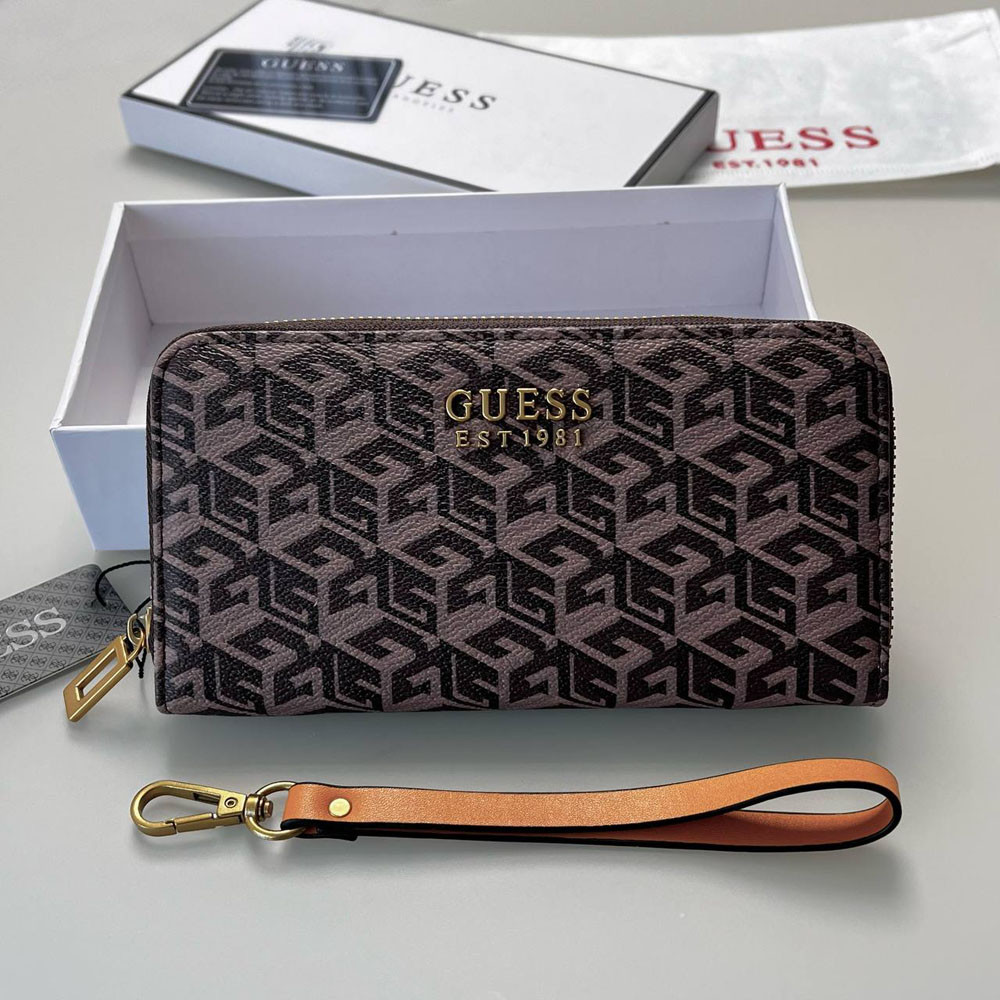 Жіночий гаманець на змійці Guess (7594) коричневий