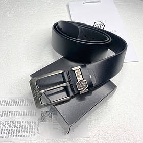 Брендовий чоловічий шкіряний ремінь Phillip Plein (2002) чорний