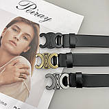 Жіночий шкіряний ремінь Celine grey (3 см), фото 3