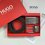 Чоловічий подарунковий набір (ремінь з двома пряжками) H.Boss (218), фото 10