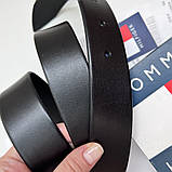 Чоловічий шкіряний брендовий ремінь (075) чорний, фото 2