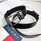 Чоловічий шкіряний брендовий ремінь (075) чорний, фото 3