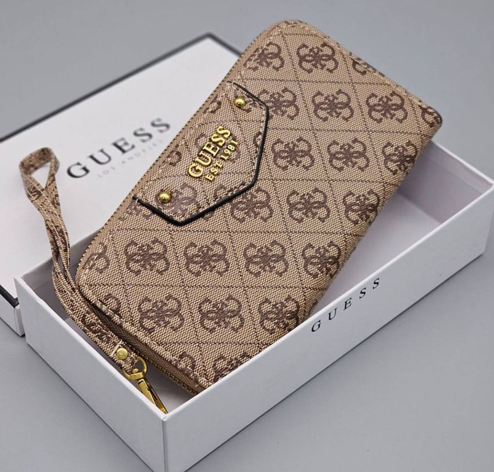 Жіночий гаманець з ремінцем на зап'ястя Guess (6041) світло коричневий