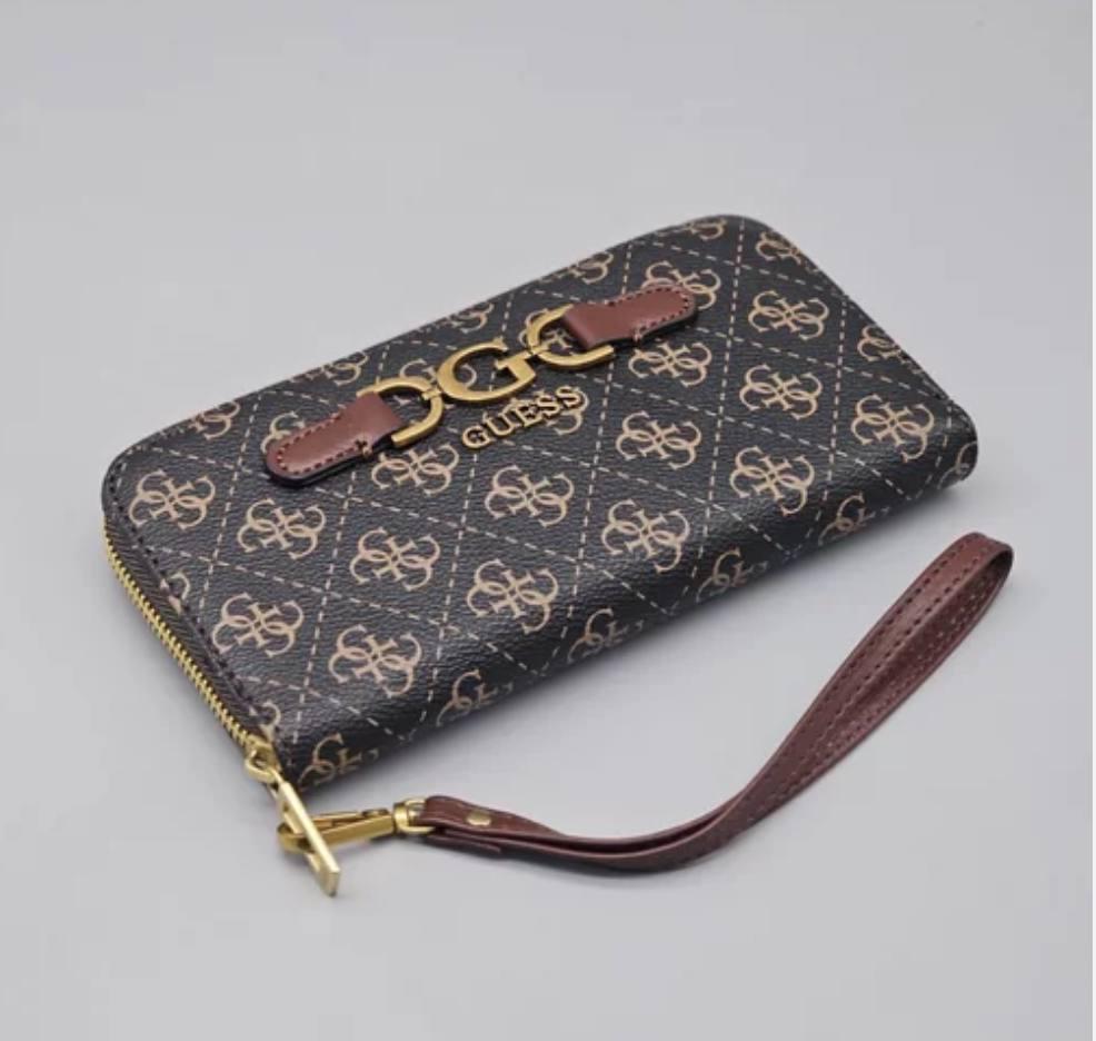 Жіночий гаманець з ремінцем на зап'ястя Guess (6051) коричневий, фото 1