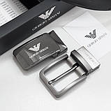 Чоловічий шкіряний ремінь з двома пряжками, подарункове упакування GA, фото 3