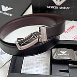 Чоловічий шкіряний ремінь з двома пряжками, подарункове упакування GA, фото 6