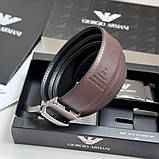 Чоловічий шкіряний ремінь з двома пряжками, подарункове упакування GA, фото 7