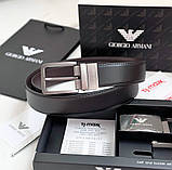 Чоловічий шкіряний ремінь з двома пряжками, подарункове упакування GA, фото 8