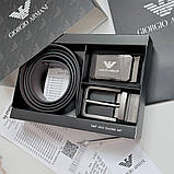 Чоловічий шкіряний ремінь з двома пряжками, подарункове упакування GA, фото 9