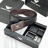 Чоловічий шкіряний ремінь з двома пряжками, подарункове упакування GA, фото 10
