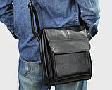Сумка шкіряна чоловіча середніх розмірів Leather Collection (7433) чорна, фото 5