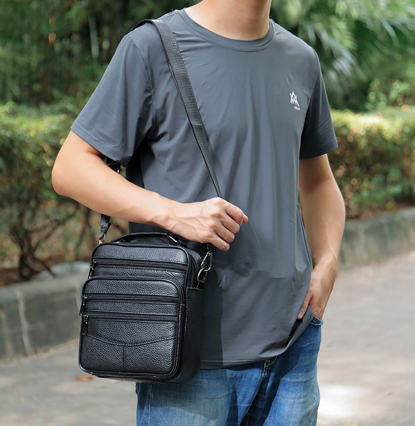 Шкіряна містка чоловіча сумка середніх розмірів Leather Collection (5055), фото 1