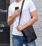 Чоловіча шкіряна сумка на плече під рептилію Leather Collection (5061), фото 6