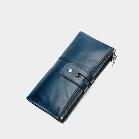 Жіночий шкіряний синій гаманець (8560)