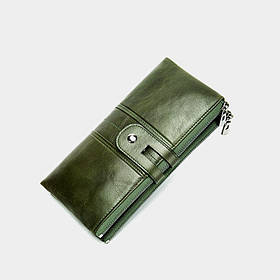 Жіночий шкіряний зелений гаманець (8560)