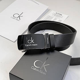 Шкіряний чоловічий ремінь з пряжкою автомат Ск чорний