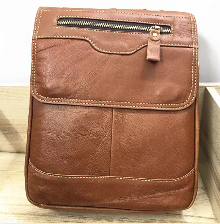 Чоловіча шкіряна сумка на плече Leather Collection (8871) светло коричневая, фото 1