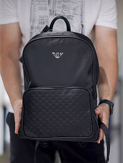 Чоловічий брендовий рюкзак GA Армані black чорний