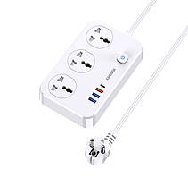 Фільтр мережевий Kakusiga KSC-948 (2500W, 3USB(1QC), Type C, 3 розетки) White