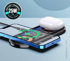 Бездротовий зарядний пристрій Kakusiga KSC-1152 2в1 15W MagSafe Fast Charging Black, фото 2