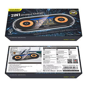 Бездротовий зарядний пристрій Kakusiga KSC-1152 2в1 15W MagSafe Fast Charging Black, фото 3