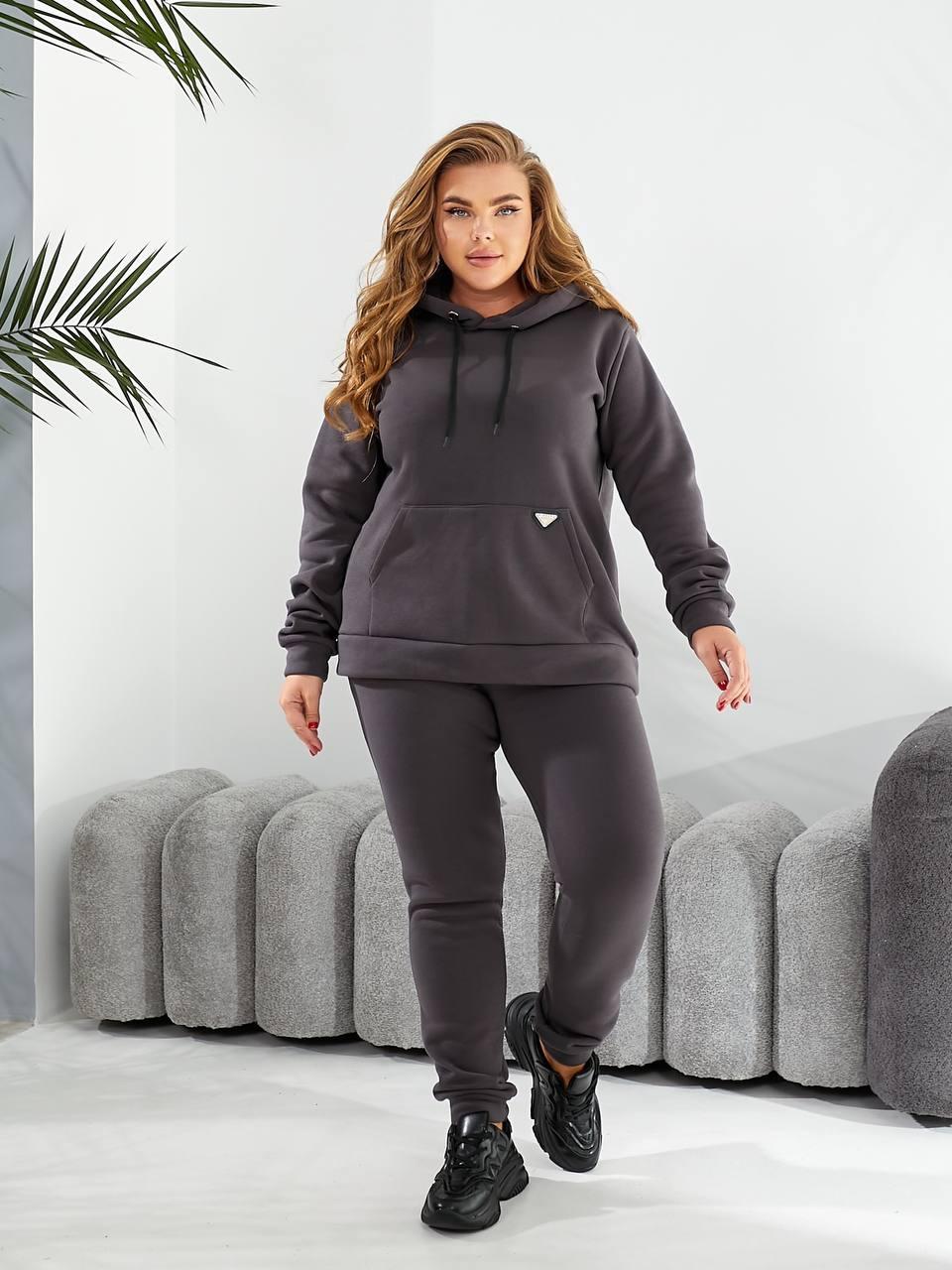 Утеплений костюм спортивний прогулянковий трьохнитка 50-52 54-56 58-60 (1089сев), фото 1