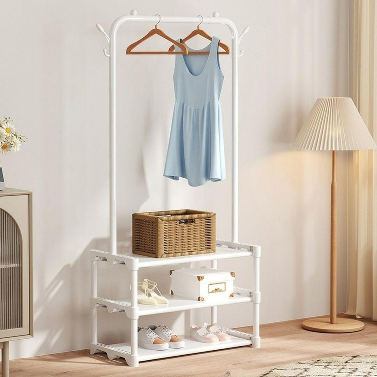 Вішалка-стійка для одягу та взуття Multifunctional Shoe & Hat Rack 56 х 34.5 х 162 см (R93317)