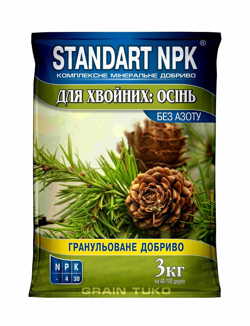 Осіннє мінеральне добриво для хвойних Standart NPK без азоту (0-4-30), 3 кг