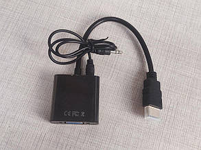 Перехідник HDMI to VGA адаптер конвертор + аудио 3,5мм, фото 1
