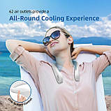 Вентилятор для шиї XIUREI, вентилятори для шиї для жінок, що перезаряджаються з 5000 мАг і 3 швидкості, безлопатевий міні-віх, фото 5