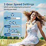 Вентилятор для шиї XIUREI, вентилятори для шиї для жінок, що перезаряджаються з 5000 мАг і 3 швидкості, безлопатевий міні-віх, фото 6