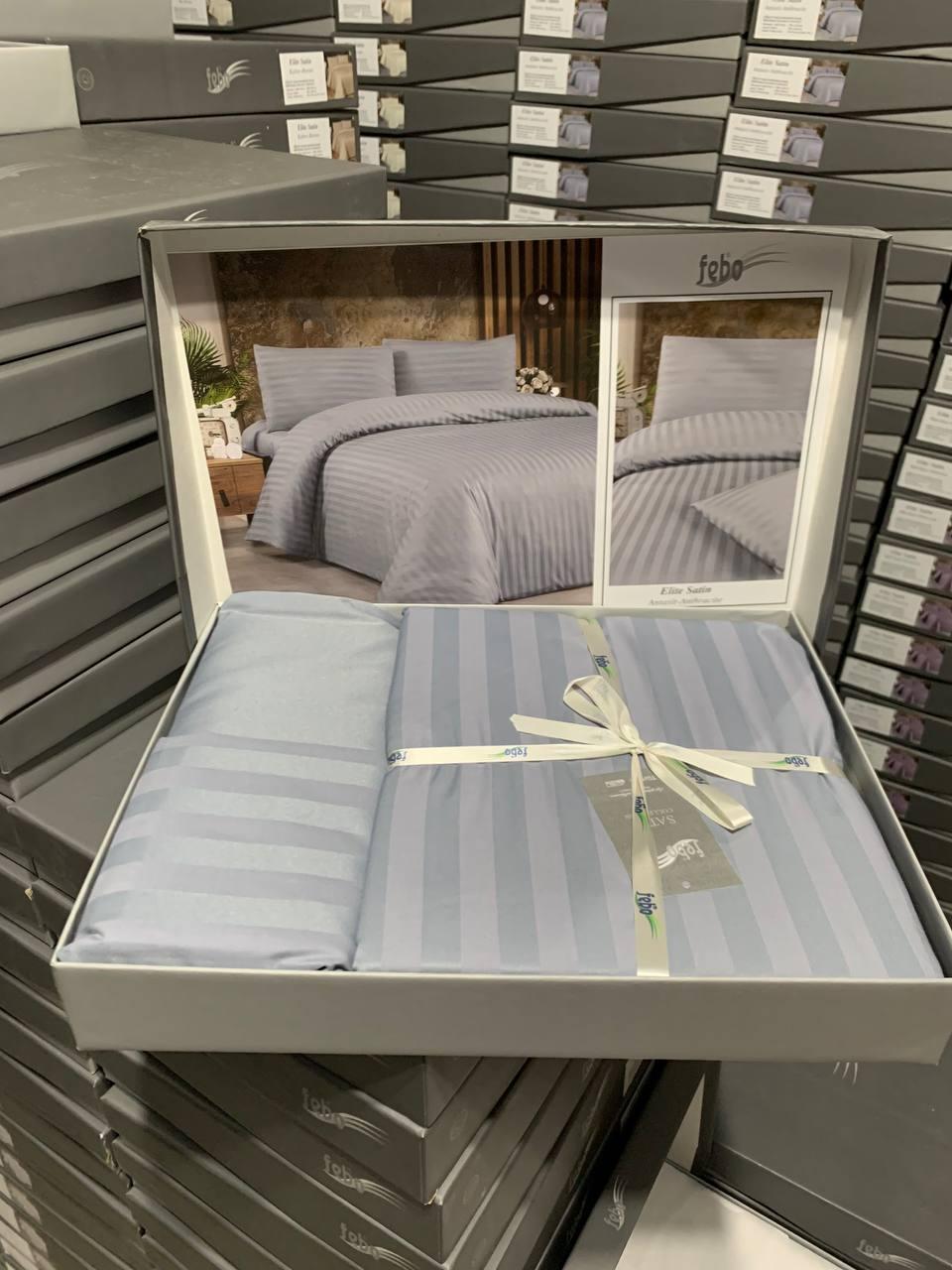 Постільна білизна страйп сатин Туреччина Classic Stripe сірий 200х220см, фото 1