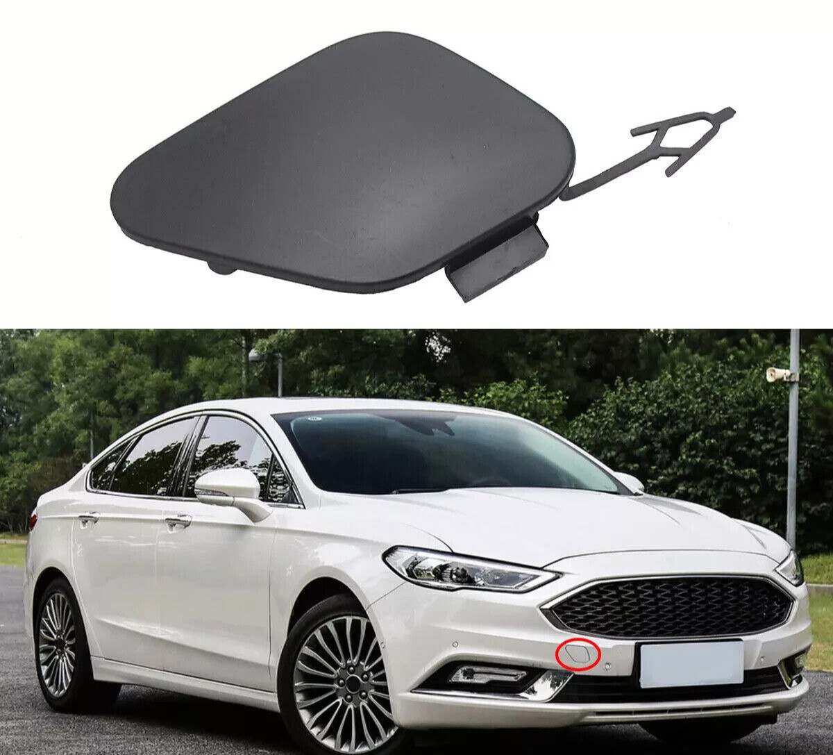 Заглушка переднього бампера Ford Fusion 2016-2018 буксир. гака HS7Z-17A900-APTM