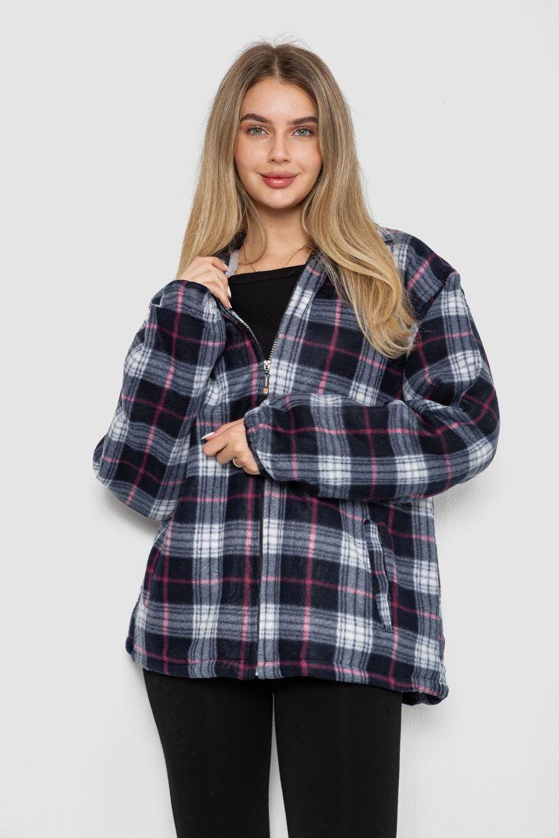 Кофта-сорочка на блискавці утеплена, колір синьо-рожевий, 244R2210 XL, 50, фото 1