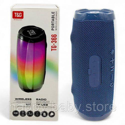 Колонка bluetooth, від акумулятора, підсвічування, type-C, TF-картка, usb-слот, AUX-роз’єм (синя)
