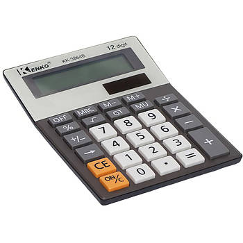 Настільний калькулятор для роботи бухгалтерам та касирам KK-3864B Темно Сірий в упаковці 2 шт