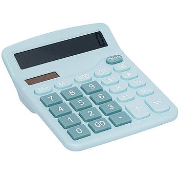 Настільний калькулятор 14х12х3,5см для роботи бухгалтерам та касирам DX-837B Блакитний в упаковці 2 шт