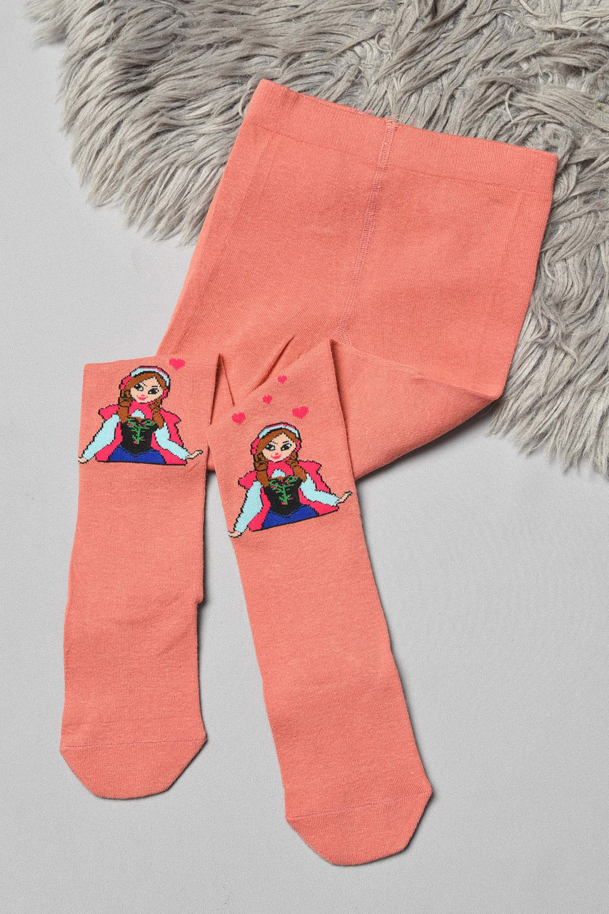 Колготи дитячі з малюнком для дівчинки теракотового кольору р.104-116 189954M, фото 1